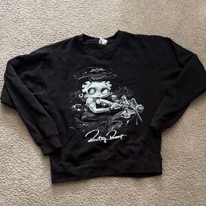 Delta Fleece-Black Betty Boop Biker Graphic Sweatshirt size small